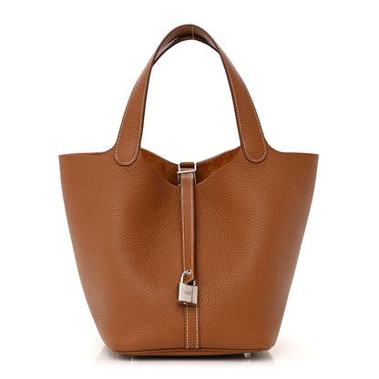 Hermes Taurillon Clemence Picotin Lock 22 MM Gold 1 of 11