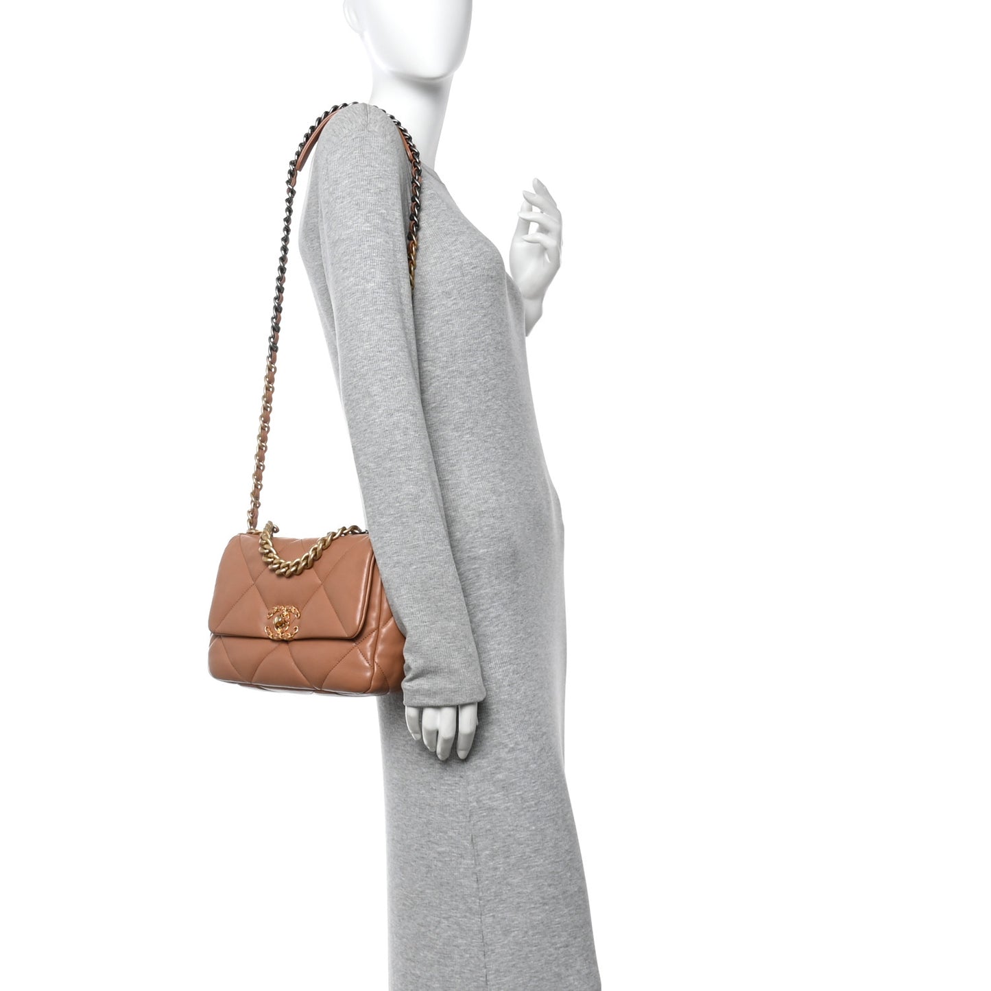 Lambskin Quilted Medium Chanel 19 Flap Brown