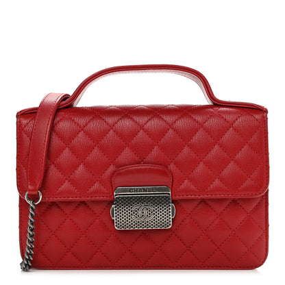 Chanel Goatskin Quilted Small CC University Top Handle Flap Red 1 of 13