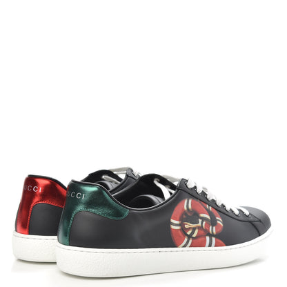 Gucci Calfskin Kingsnake Mens Ace Sneakers 9.5 Black Multicolor 4 of 9