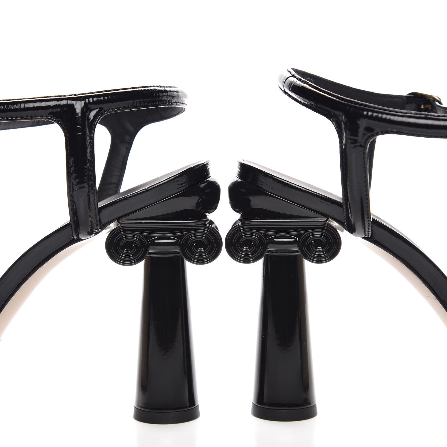 Chanel Patent Crumpled Calfskin Parthenon Platform Sandals 41 Black 8 of 9