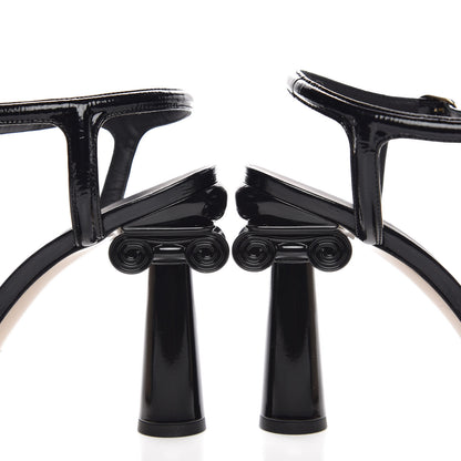 Chanel Patent Crumpled Calfskin Parthenon Platform Sandals 41 Black 8 of 9