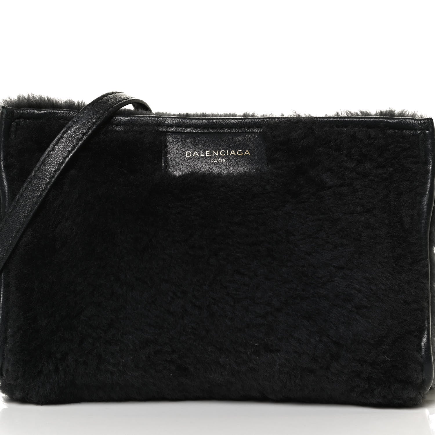 Balenciaga Shearling Bazar Pochette Crossbody Black 7 of 12