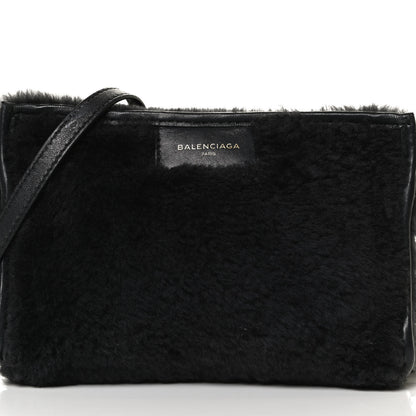 Balenciaga Shearling Bazar Pochette Crossbody Black 7 of 12