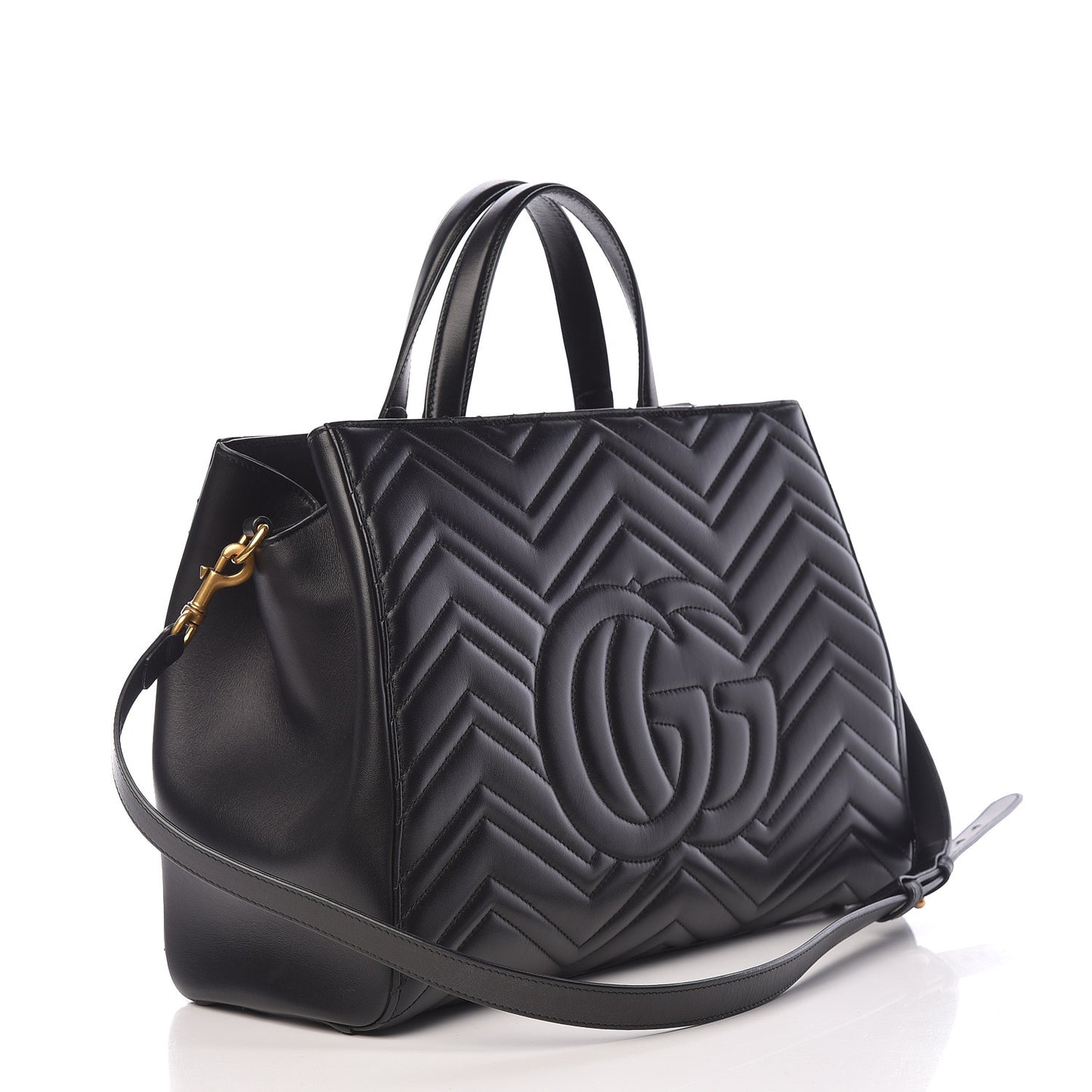 Calfskin Matelasse Medium GG Marmont Tote Black