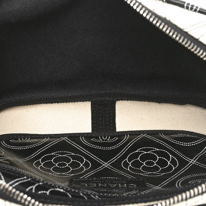 Chanel Coated Canvas Calfskin Camellia Printed Camera Case Black Beige 5 of 10