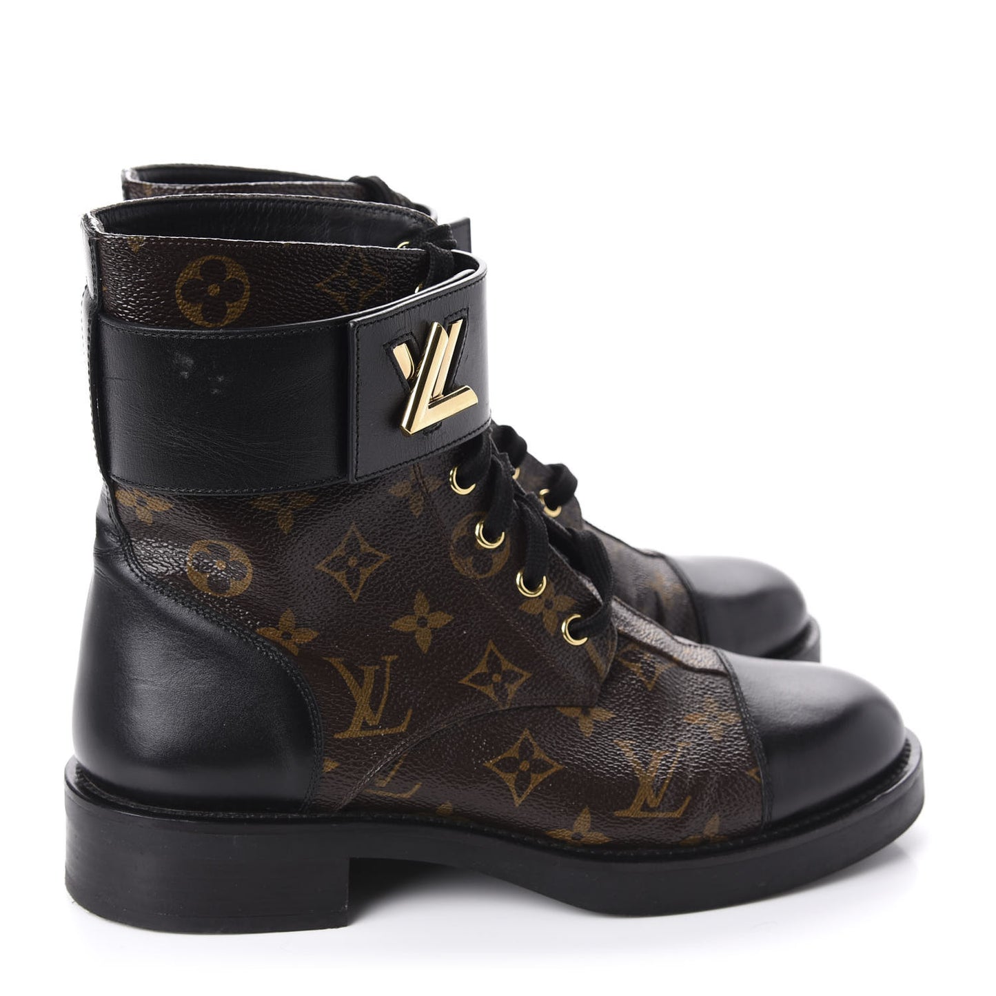 Monogram Calfskin Wonderland Flat Ranger Boots 38.5 Black