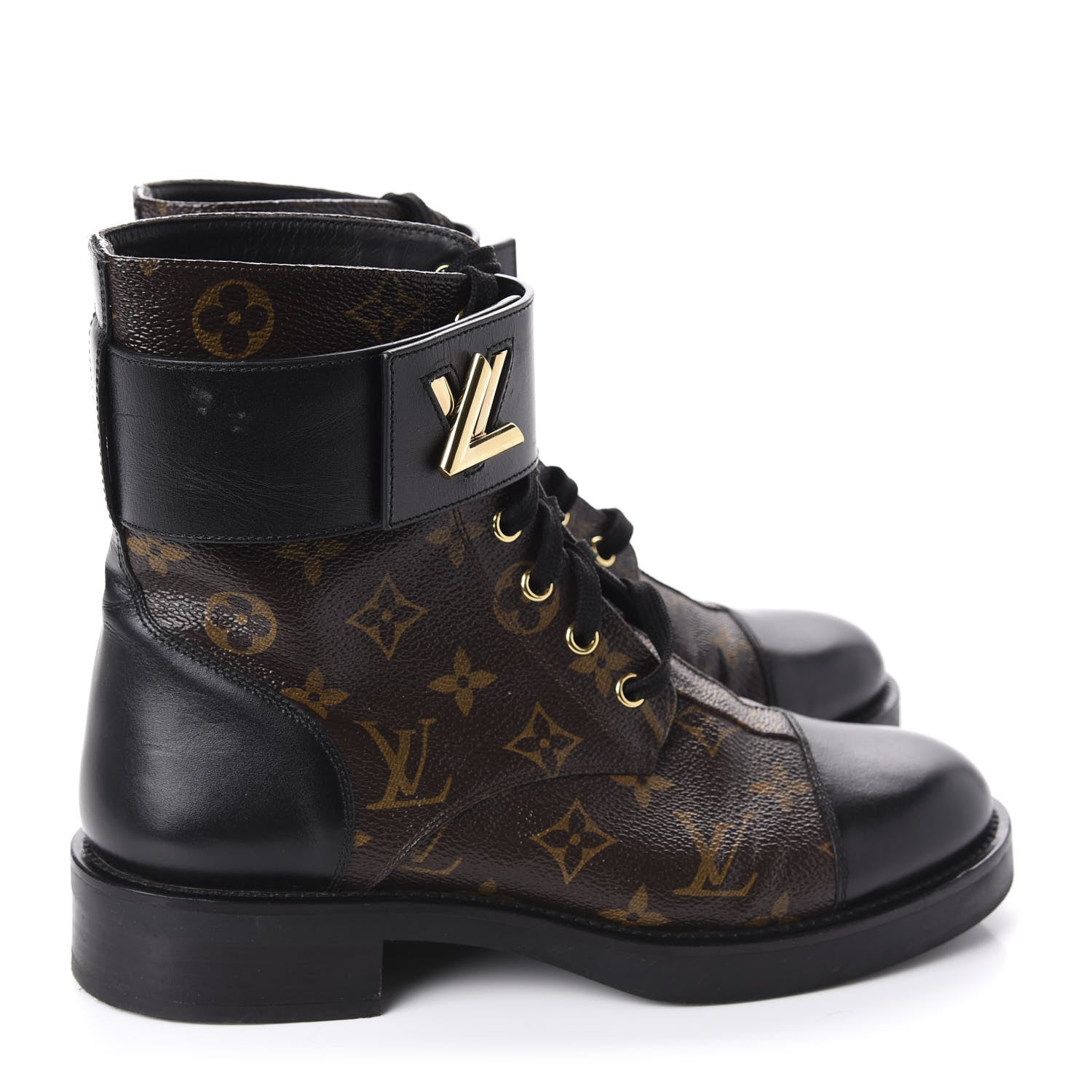 Louis Vuitton Monogram Calfskin Wonderland Flat Ranger Boots 38.5 Black 4 of 10