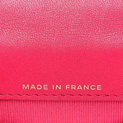 Chanel Lambskin Quilted Top Handle Flap Coin Purse With Chain Dark Pink 7 of 12