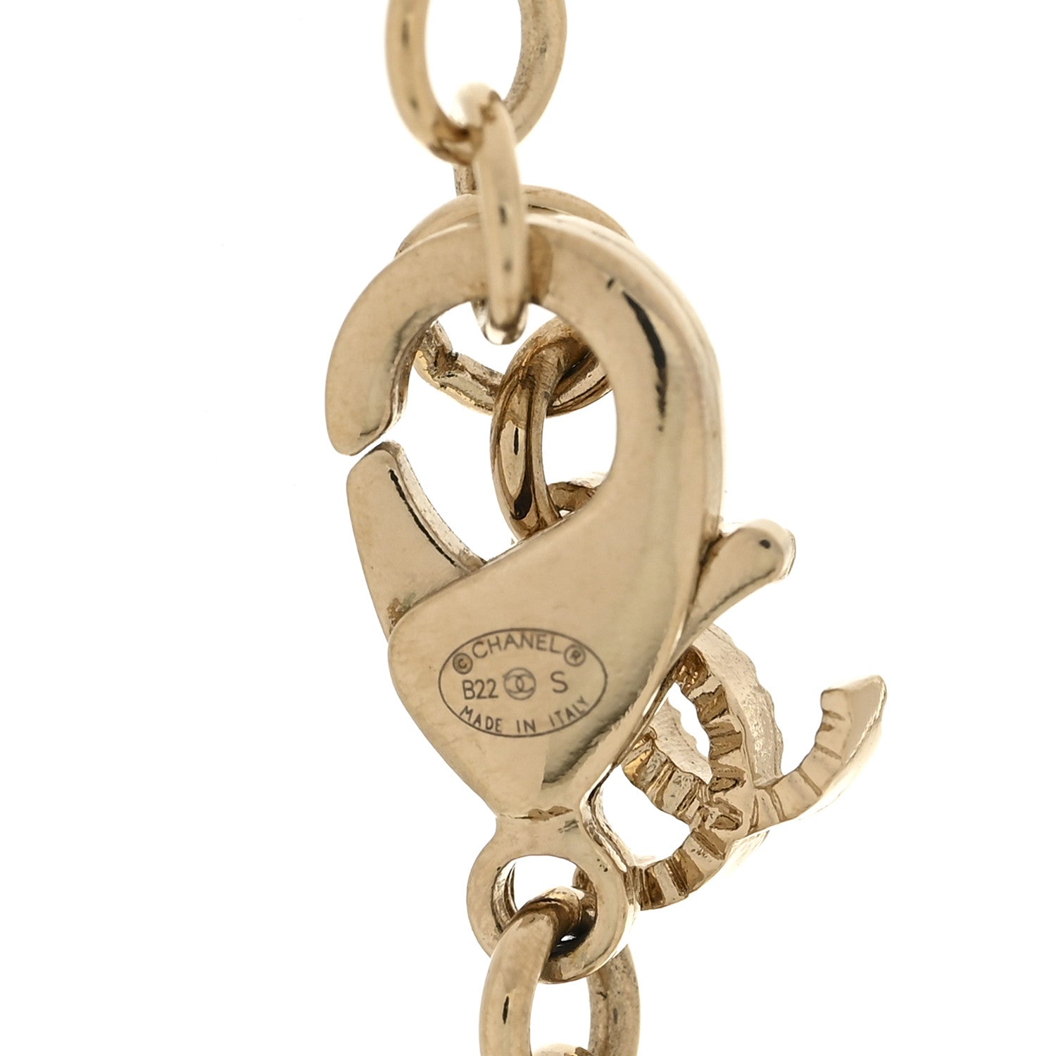 Chanel Metal Lambskin CC Chain Necklace Gold White 5 of 7