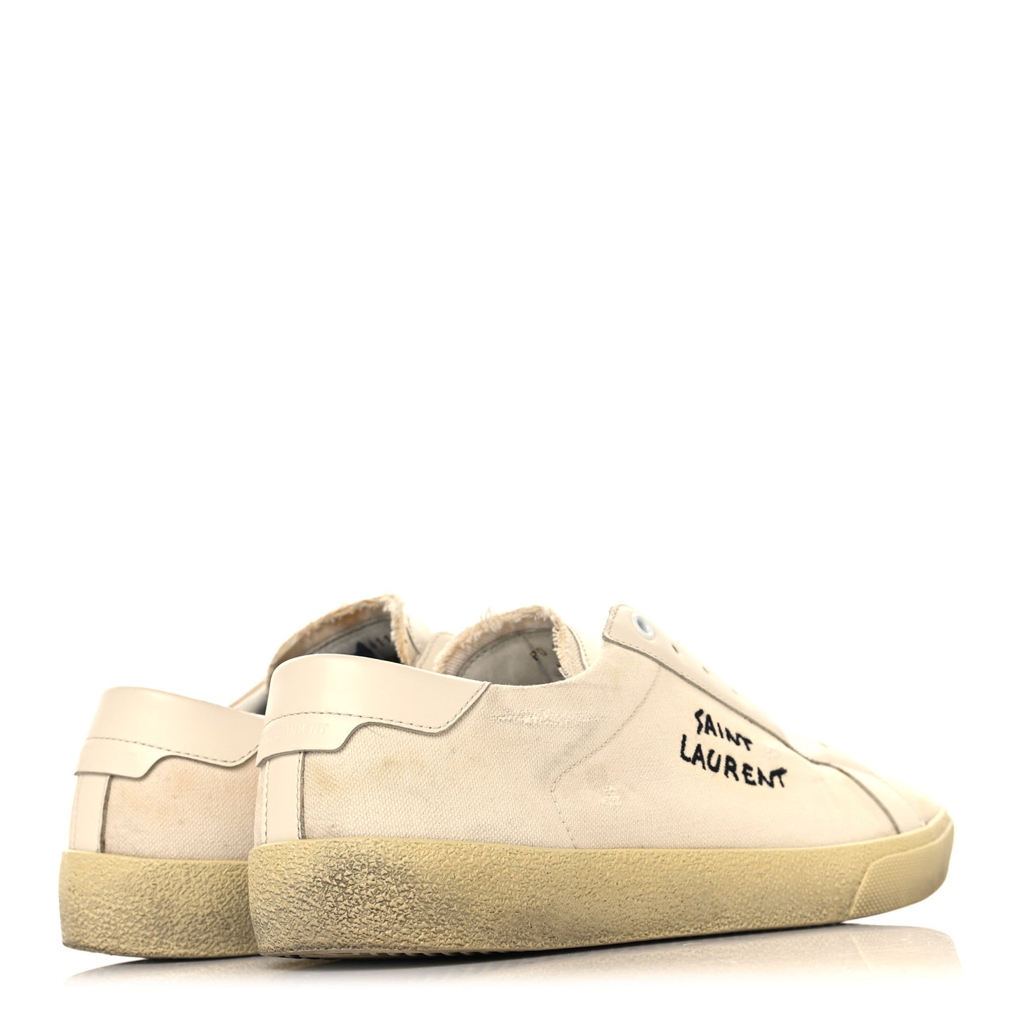 Distressed Canvas Court Classic Sneakers 42 Panna