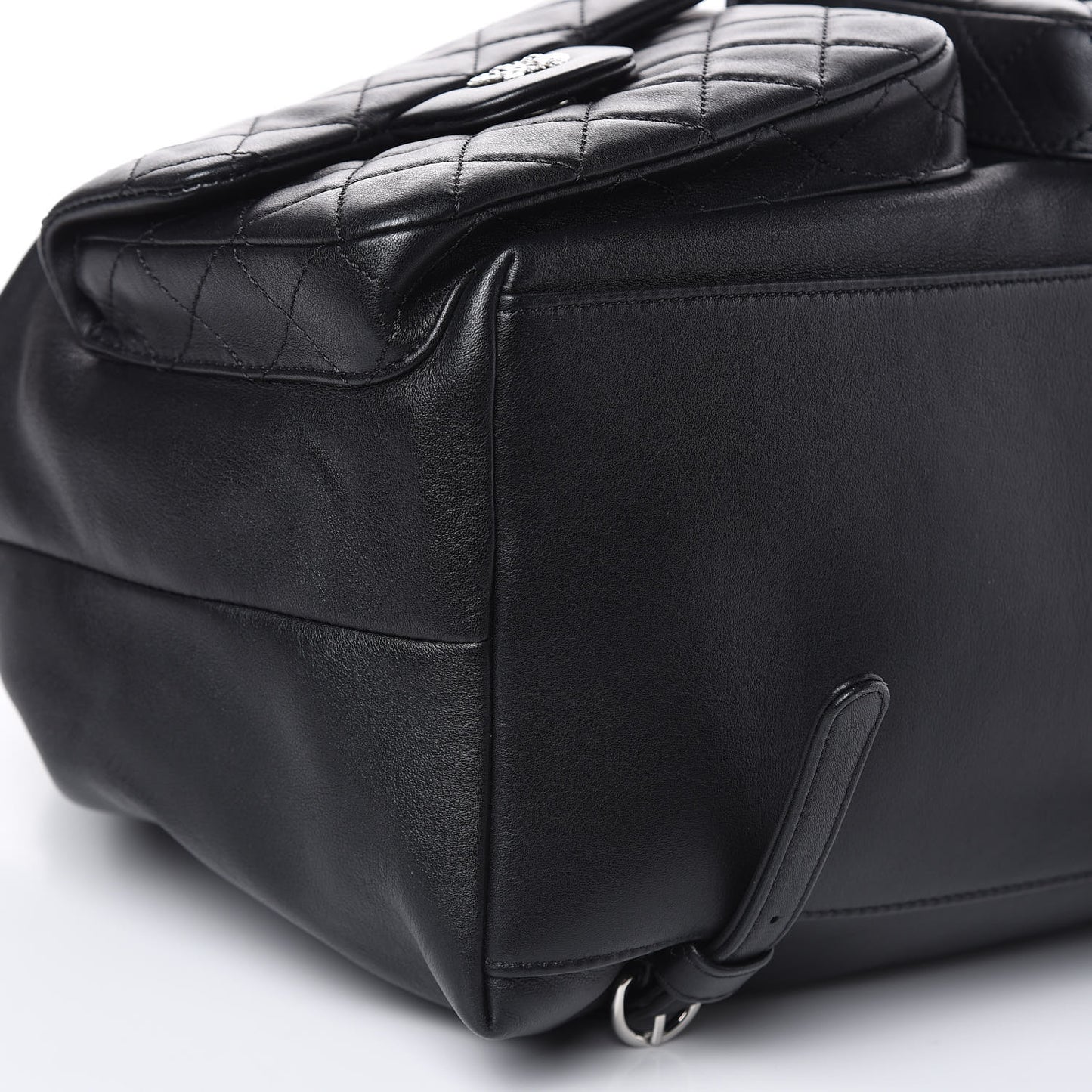 Lambskin Quilted Backpack Pocket Black
