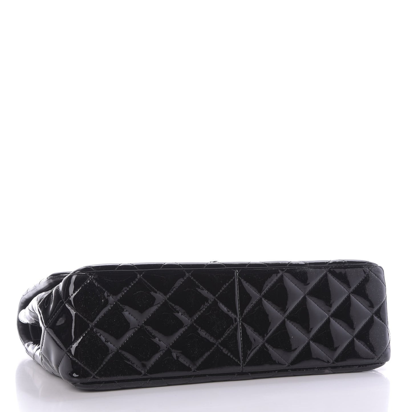 Patent Quilted Jumbo Double Flap Black