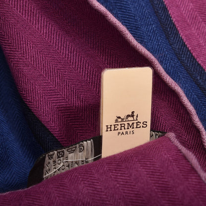 Hermes Cashmere Silk Tatersale Shawl 140 Prune Mauve Orange 6 of 7