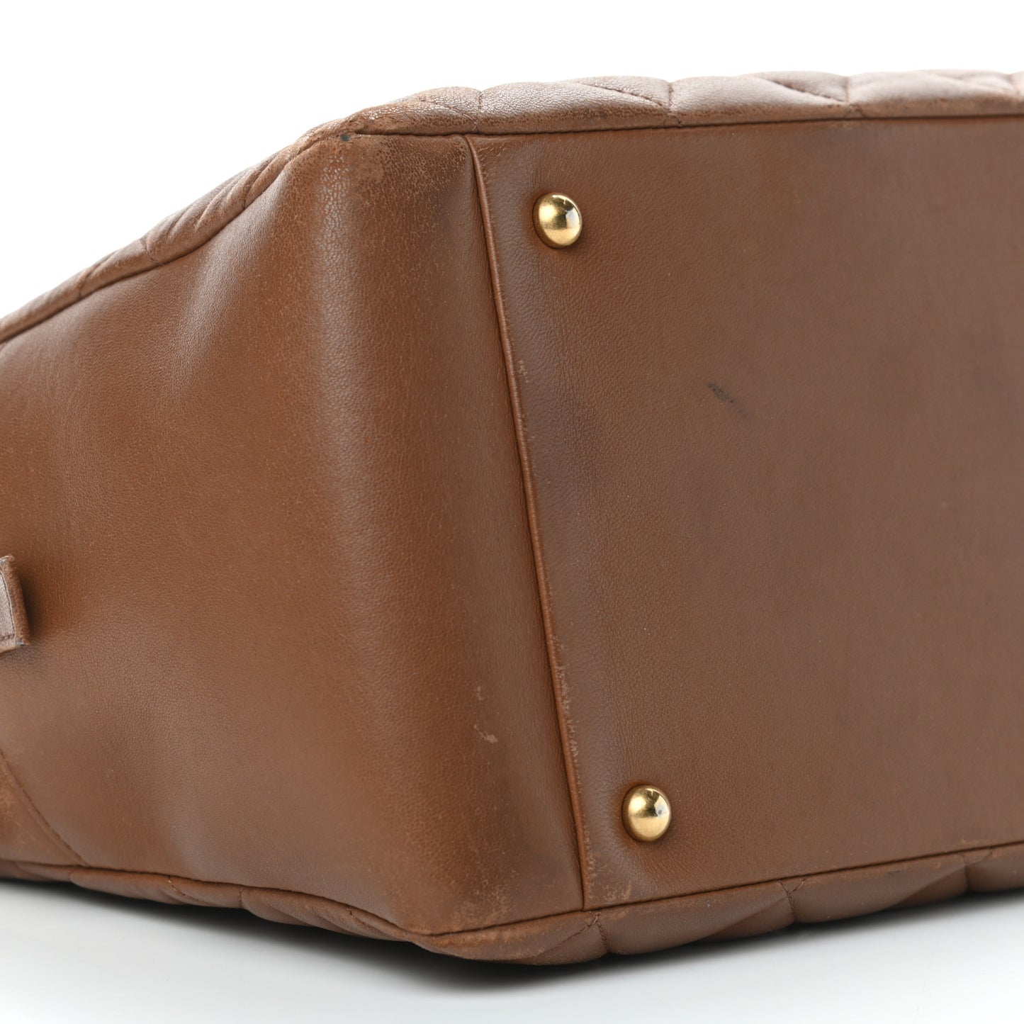 Lambskin Quilted Diamond CC Shoulder Bag Brown
