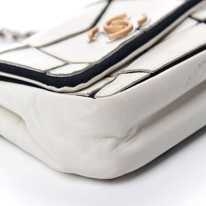 Chanel Calfskin Stitched Curve Mini Flap White Black 6 of 11