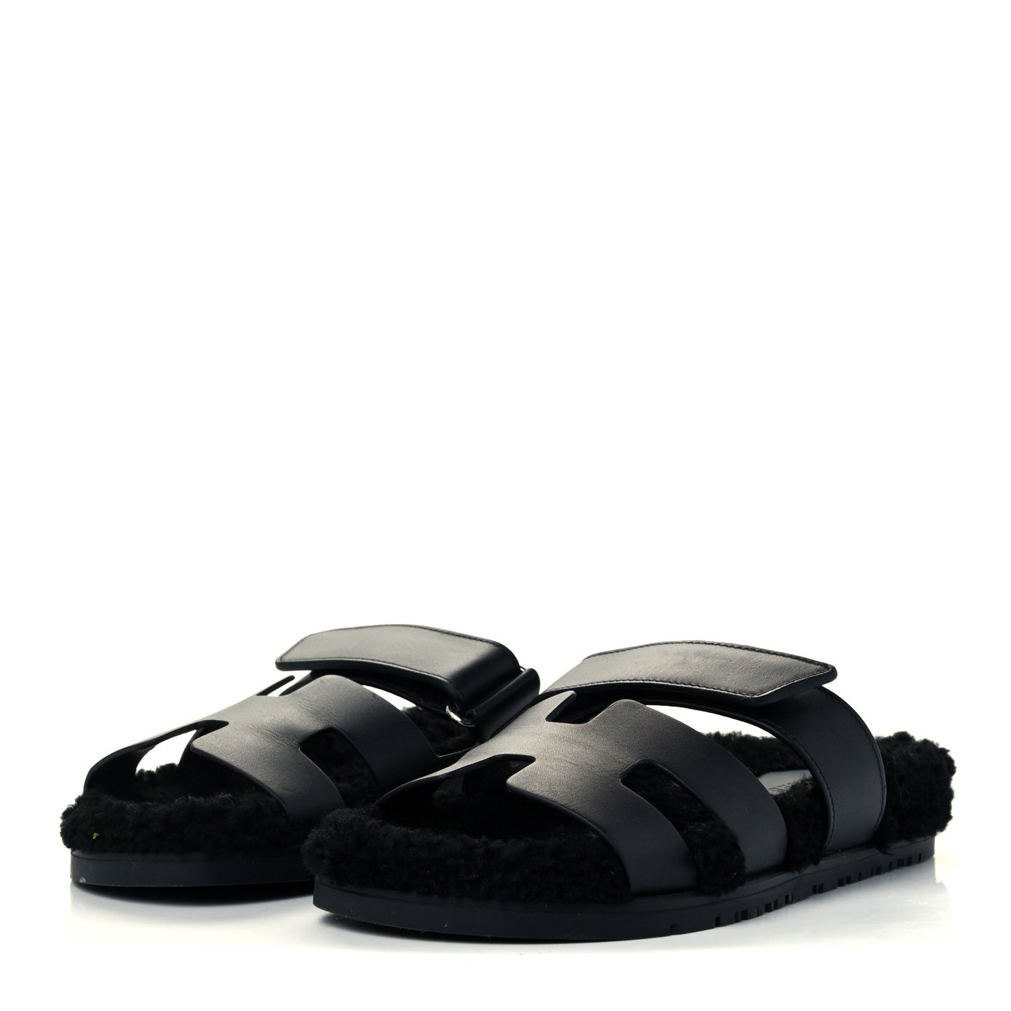 Calfskin Woolskin Womens Chypre Sandals 37 Black