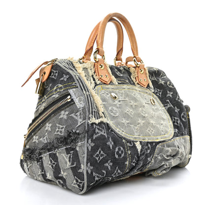 Louis Vuitton Denim Patchwork Speedy 30 Grey 3 of 10