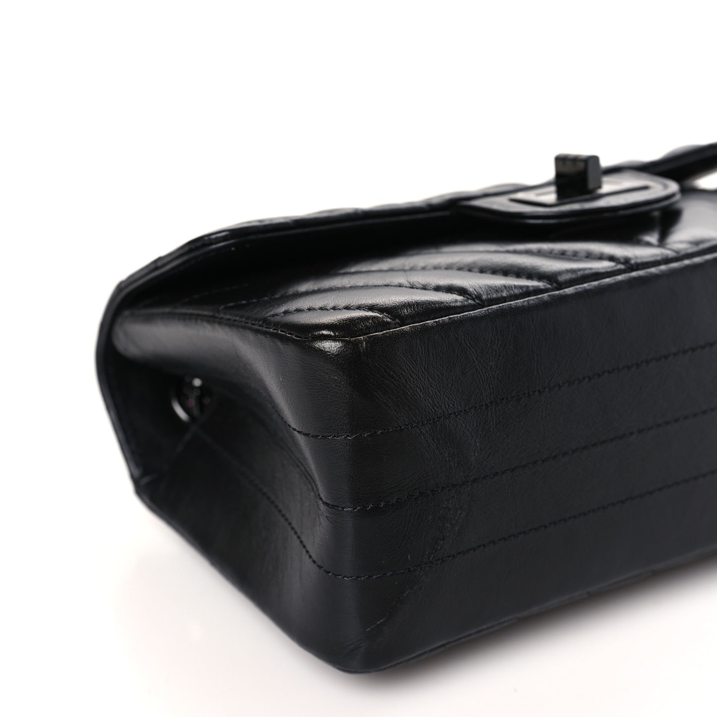Aged Calfskin Chevron Quilted 2.55 Reissue Mini Flap So Black