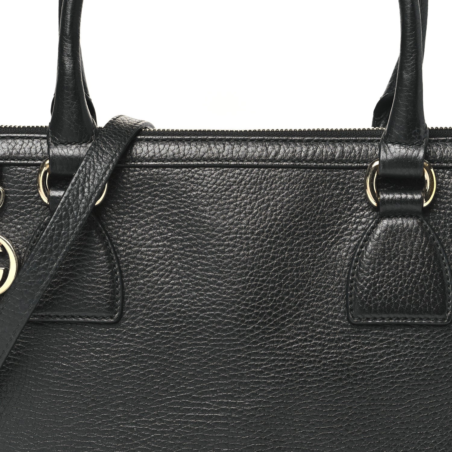 Gucci Dollar Calfskin GG Charm Satchel Black 8 of 12