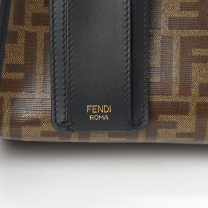 Fendi Glazed Fabric Vitello Century FF 1974 Stamp Patch Mini Peekaboo Defender Cover Mogano Panna Black 6 of 9