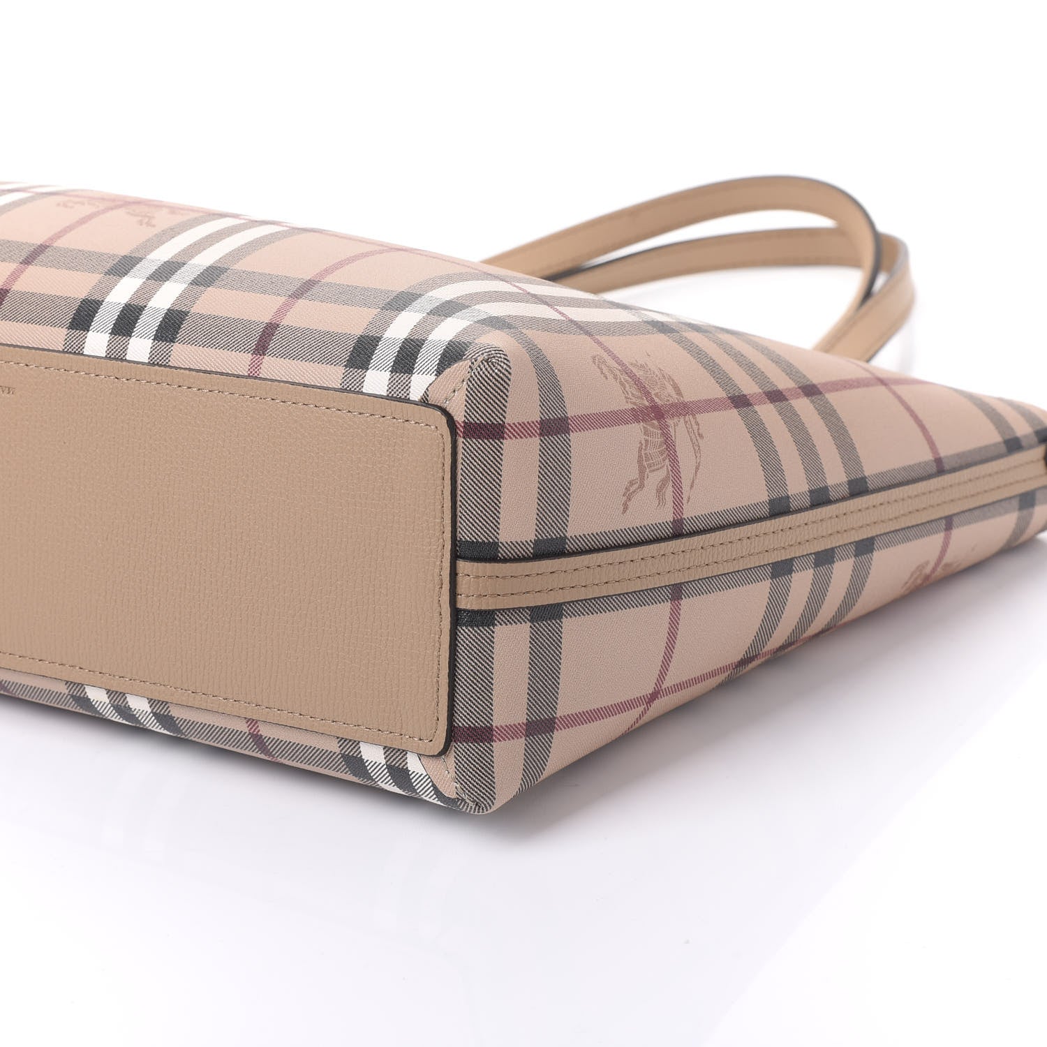 Burberry Grainy Calfskin Haymarket Check Small Reversible Tote Mid Camel 10 of 14