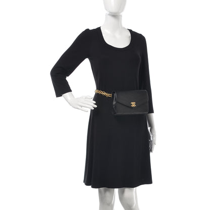 Chanel Calfskin Chevron Stitched Coco Waist Bag Black 2 of 8