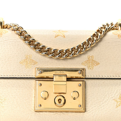 Gucci Grained Calfskin Bee Star Small Padlock Shoulder Bag White 8 of 10