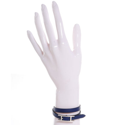 Hermes Swift Chamonix Behapi Double Tour Reversible Bracelet Bleu Sapphire Chocolate XS 2 of 5