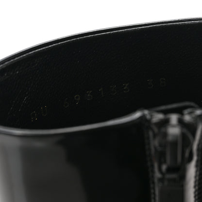 Saint Laurent Glazed Calfskin Opyum Ankle Boots 38 Black 7 of 8