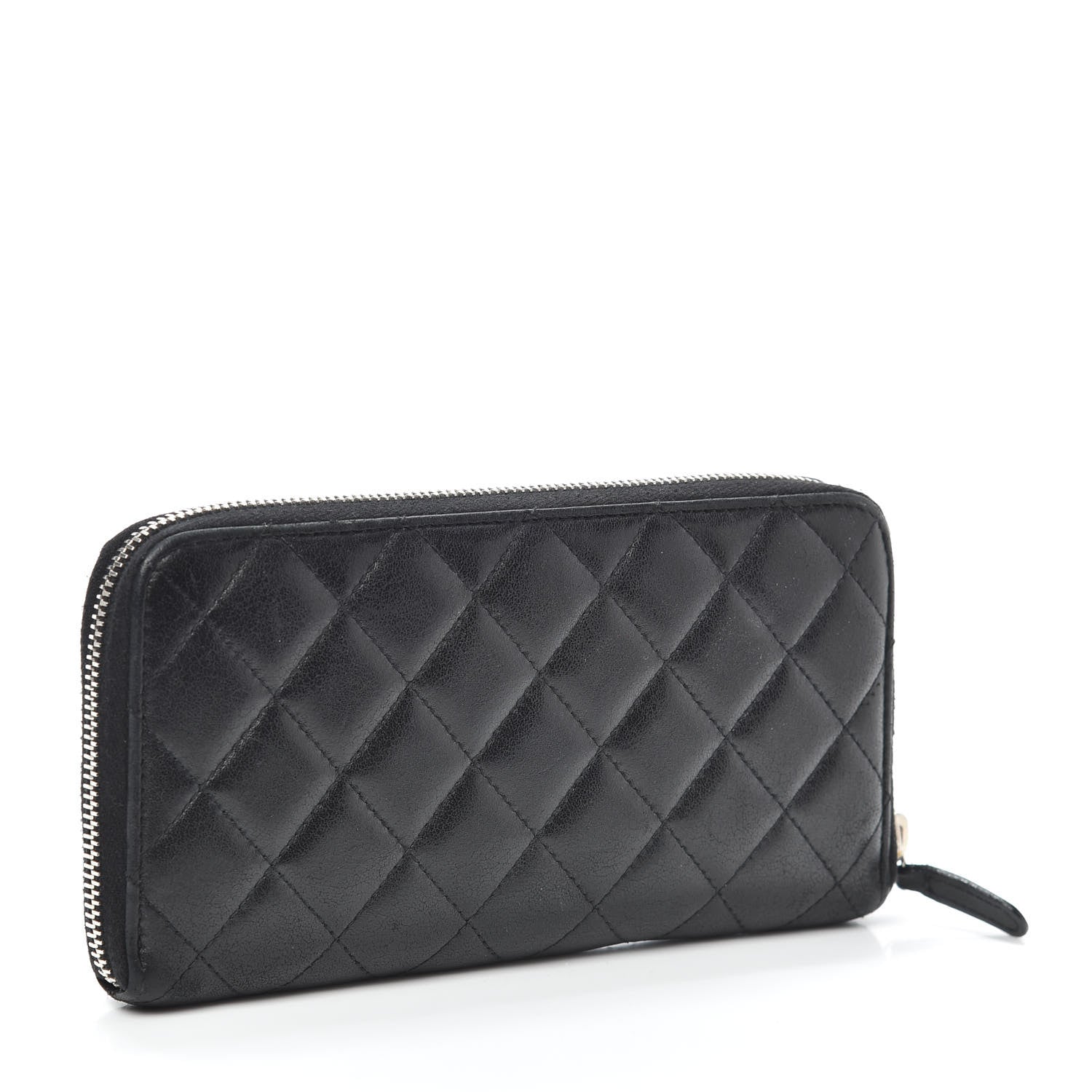 Chanel Lambskin Quilted Large Gusset Zip Around Wallet Black 3 of 8