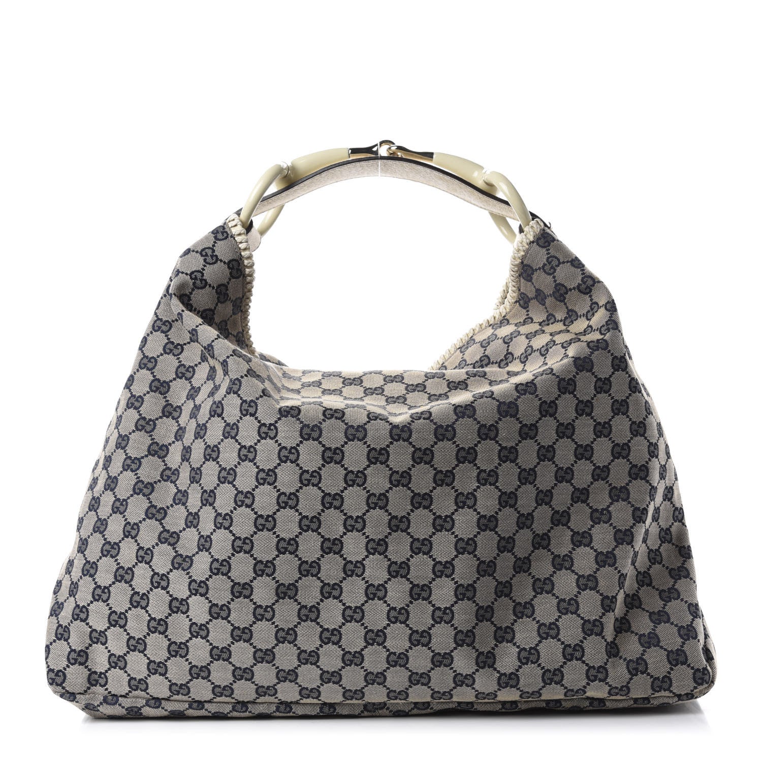 Gucci Monogram Large Horsebit Chain Hobo Navy 1 of 10