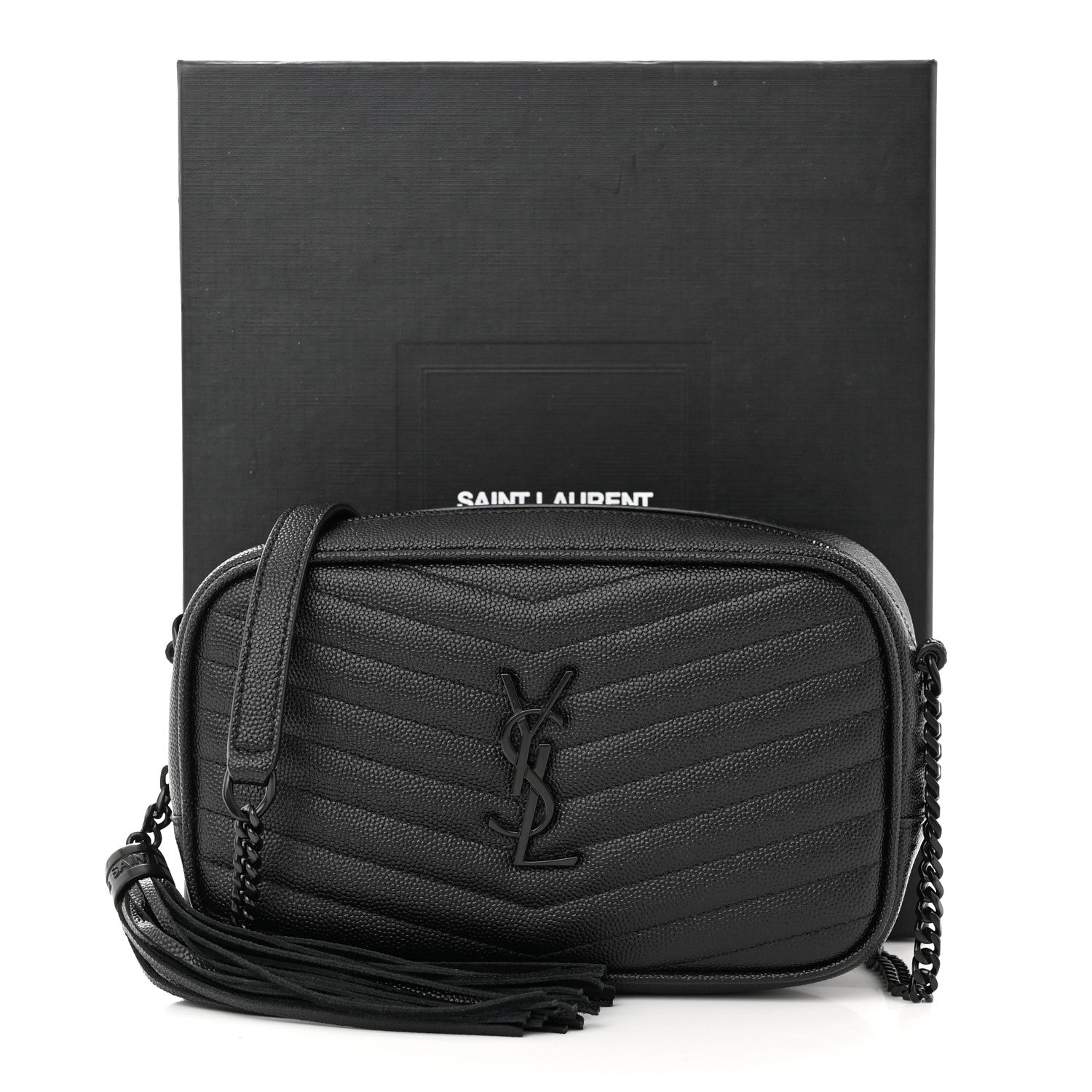 Saint Laurent Grain De Poudre Matelasse Monochrome Monogram Mini Lou Camera Bag Black 11 of 11