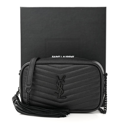 Saint Laurent Grain De Poudre Matelasse Monochrome Monogram Mini Lou Camera Bag Black 11 of 11