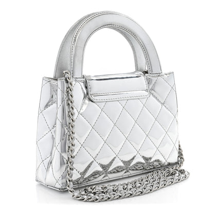 Chanel Mirror Calfskin Metallic Calfskin Quilted Nano Kelly Shopper Silvery 3 of 10