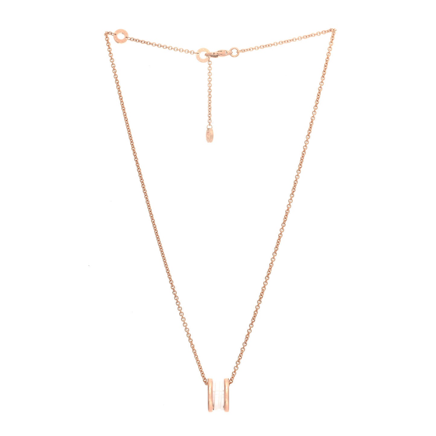 18K Rose Gold White Ceramic B.Zero1 Pendant Necklace