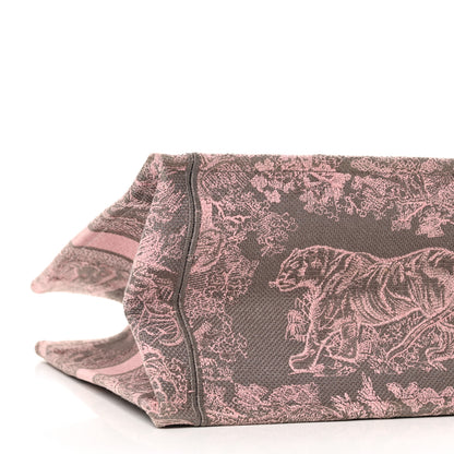 Christian Dior Canvas Embroidered Medium Dioriviera Toile De Jouy Book Tote Pink Grey 9 of 10