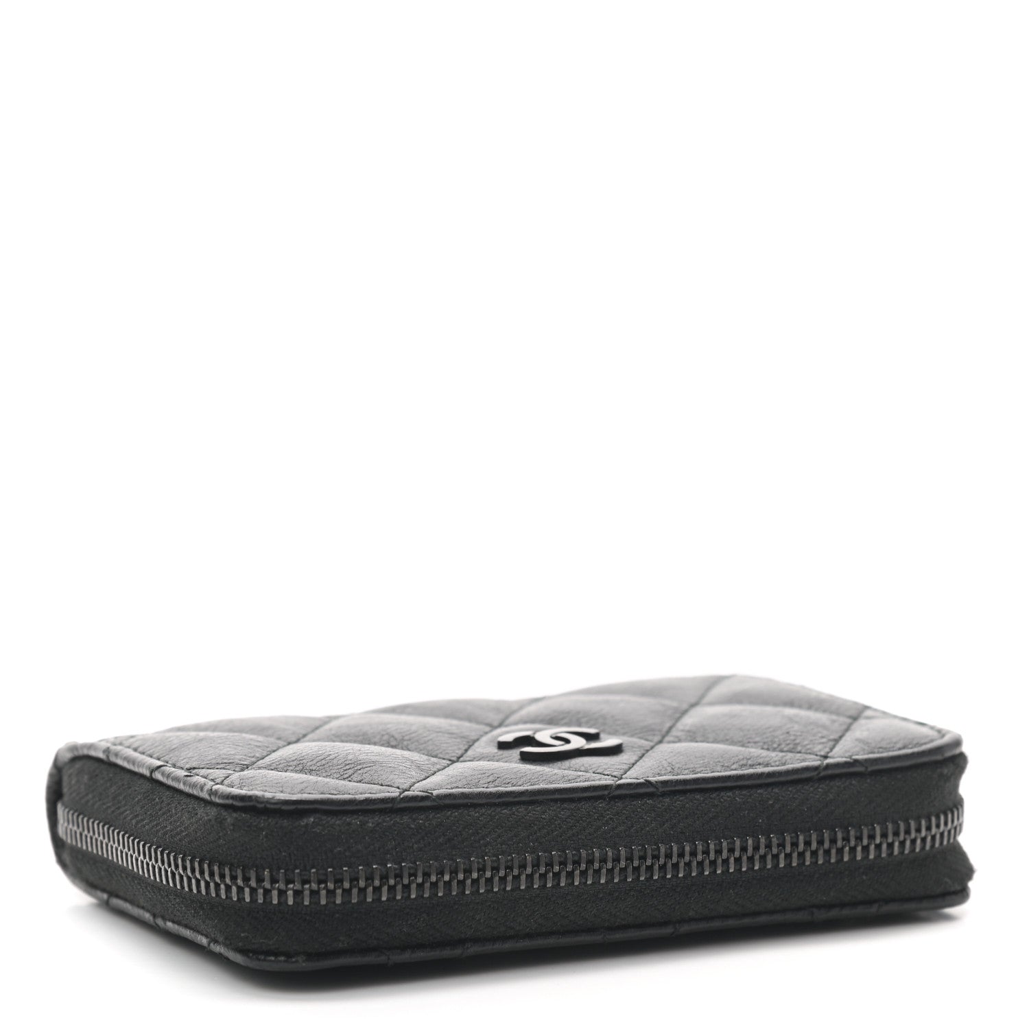 Chanel Aged Calfskin Quilted Zip Coin Purse So Black 4 of 7