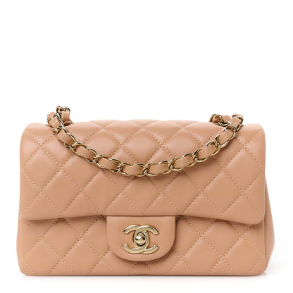 Chanel Lambskin Quilted Mini Rectangular Flap Dark Beige 1 of 13