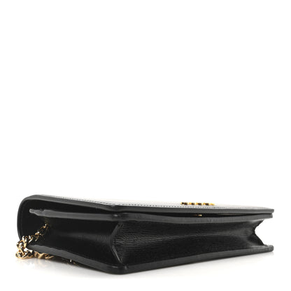 Gucci Textured Calfskin Script Logo Wallet On Chain Black 4 of 9