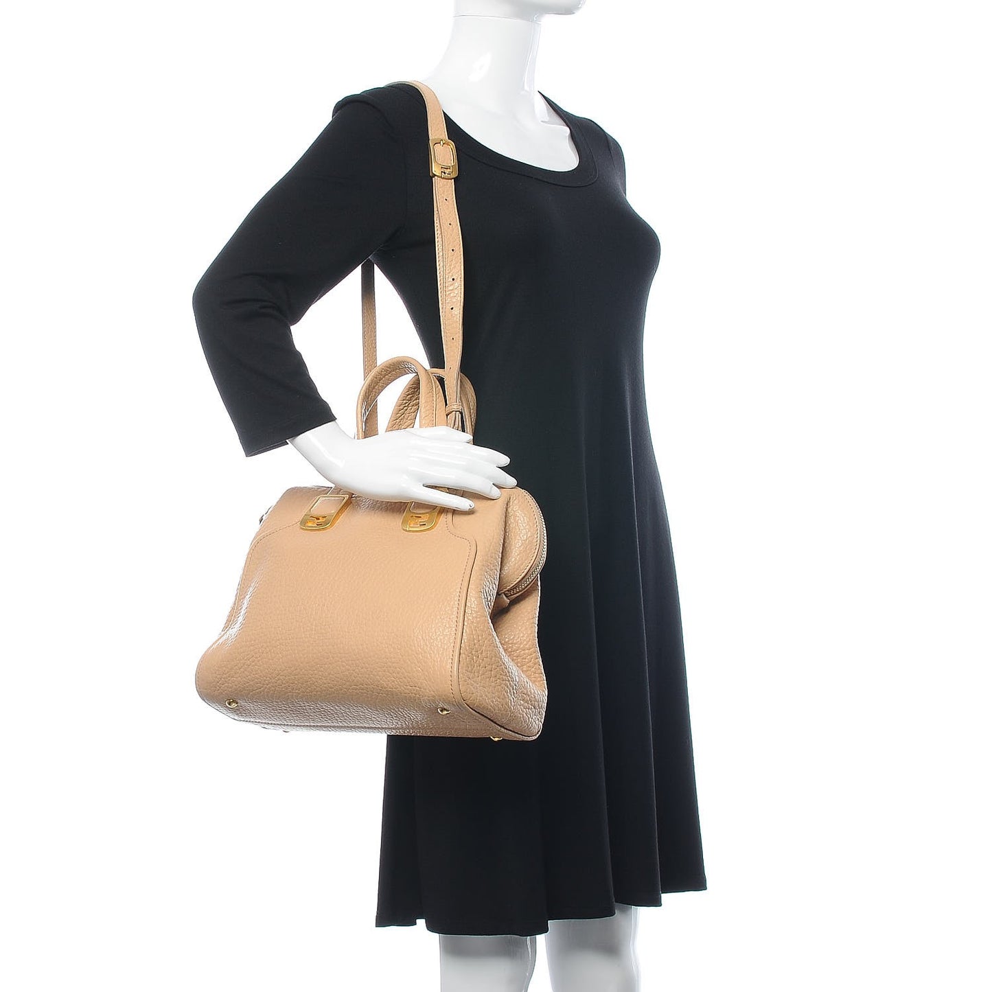Pebbled Calfskin Small Chameleon Tote Nude