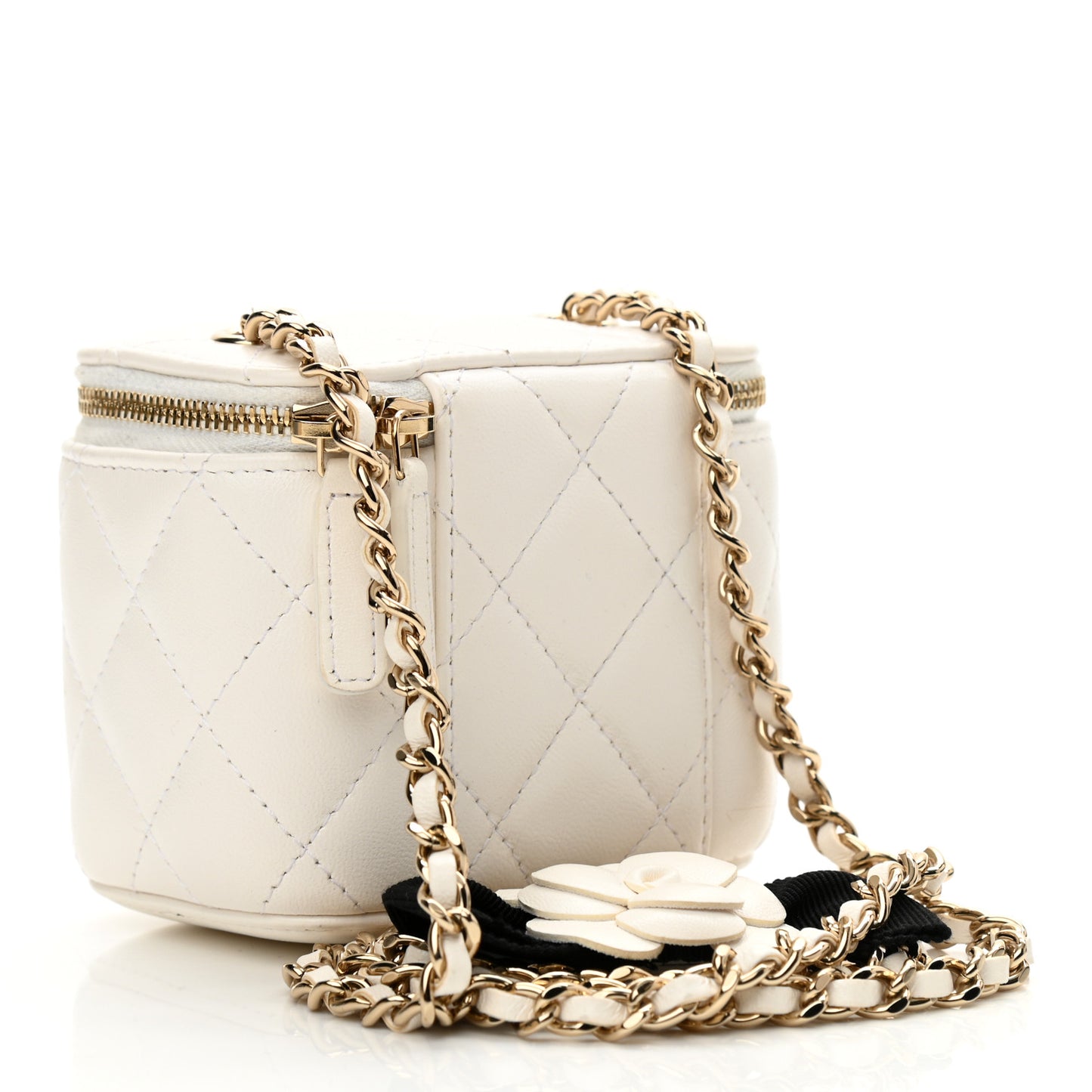 Lambskin Quilted My Chanel Lady Vanity Case With Chain White