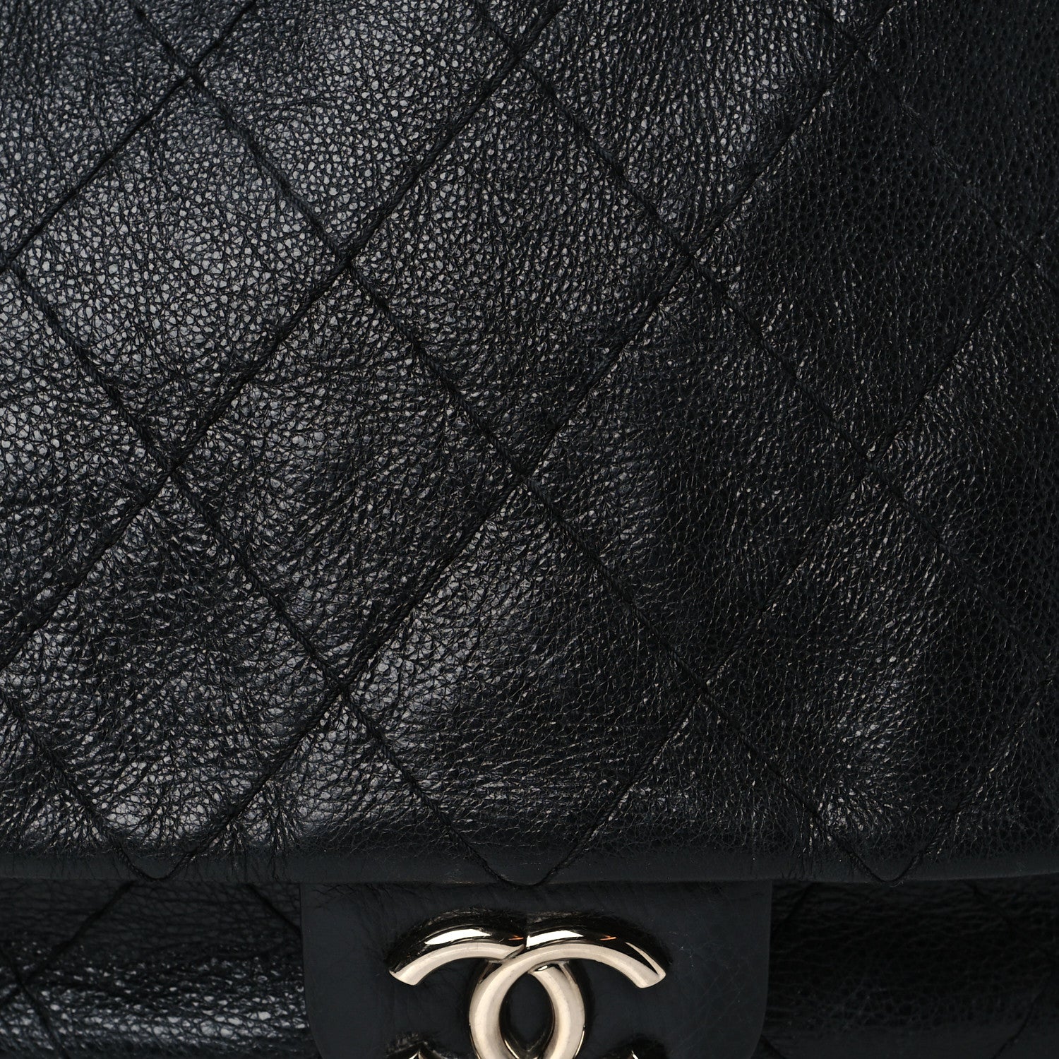 Chanel Glazed Calfskin Stitched XL On The Road Flap Black 7 of 9