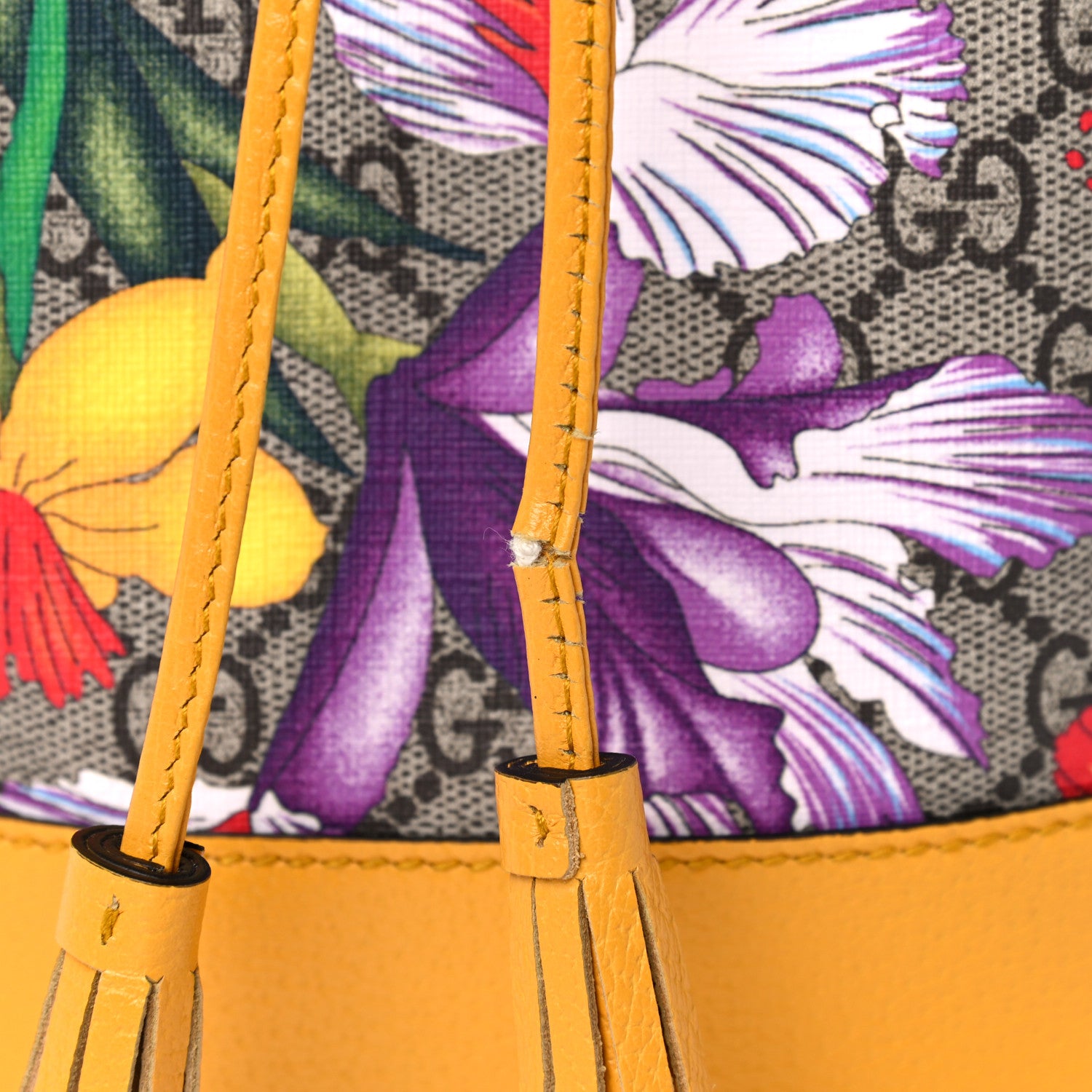 Gucci GG Supreme Monogram Flora Small Ophidia Bucket Bag Beige Multicolor Crop 11 of 13
