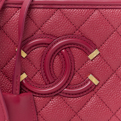Chanel Caviar Quilted Small CC Filigree Vanity Case Burgundy 8 of 12