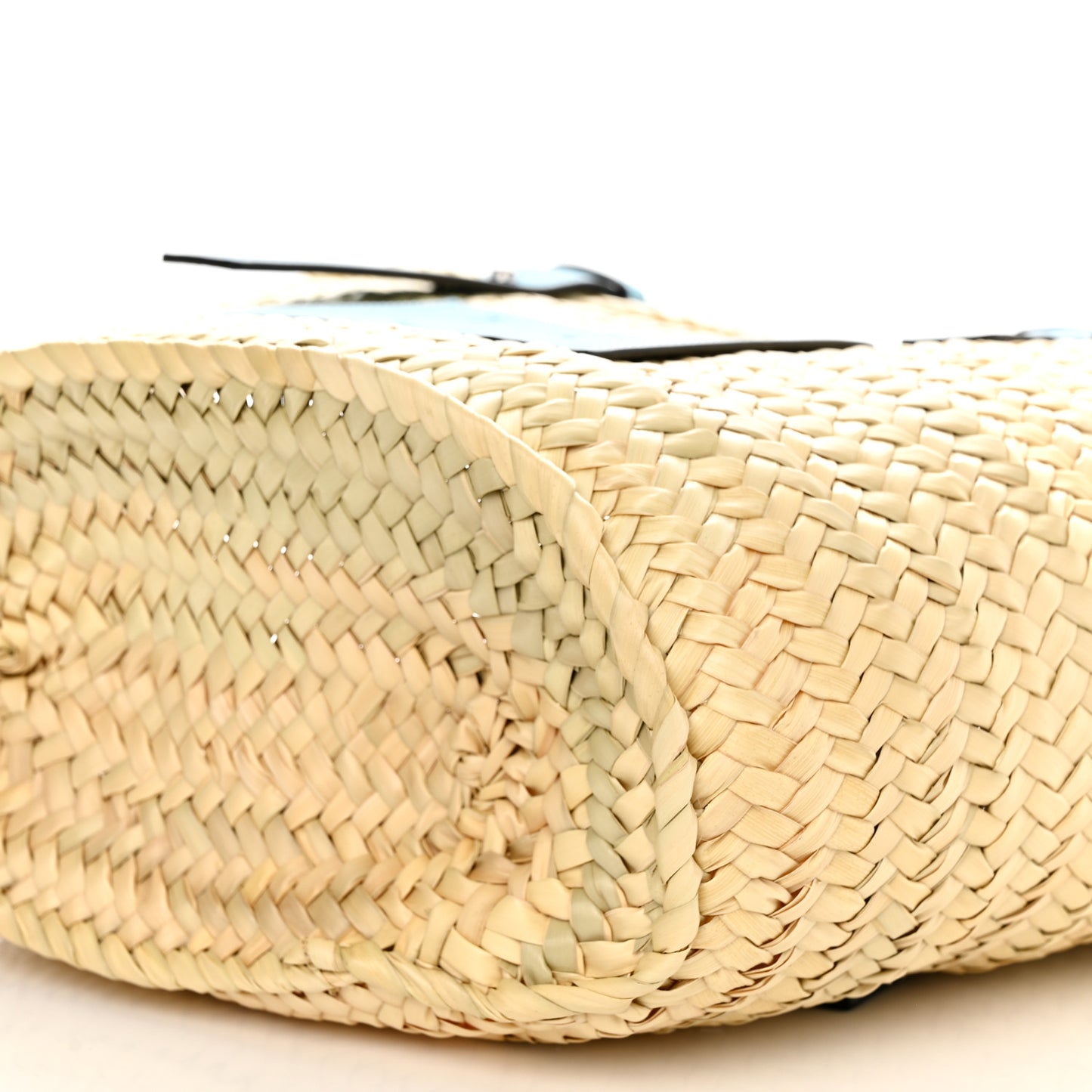 Raffia Basket Tote Bag Natural Light Blue