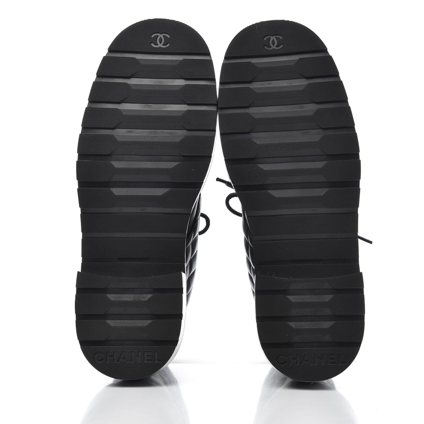 Shiny Lambskin Quilted Lace Up Combat Boots 38 Black