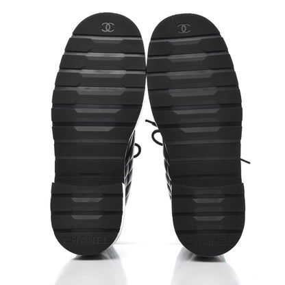 Chanel Shiny Lambskin Quilted Lace Up Combat Boots 38 Black 5 of 11