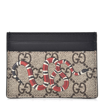Gucci GG Supreme Monogram Kingsnake Card Holder Beige Black 1 of 7