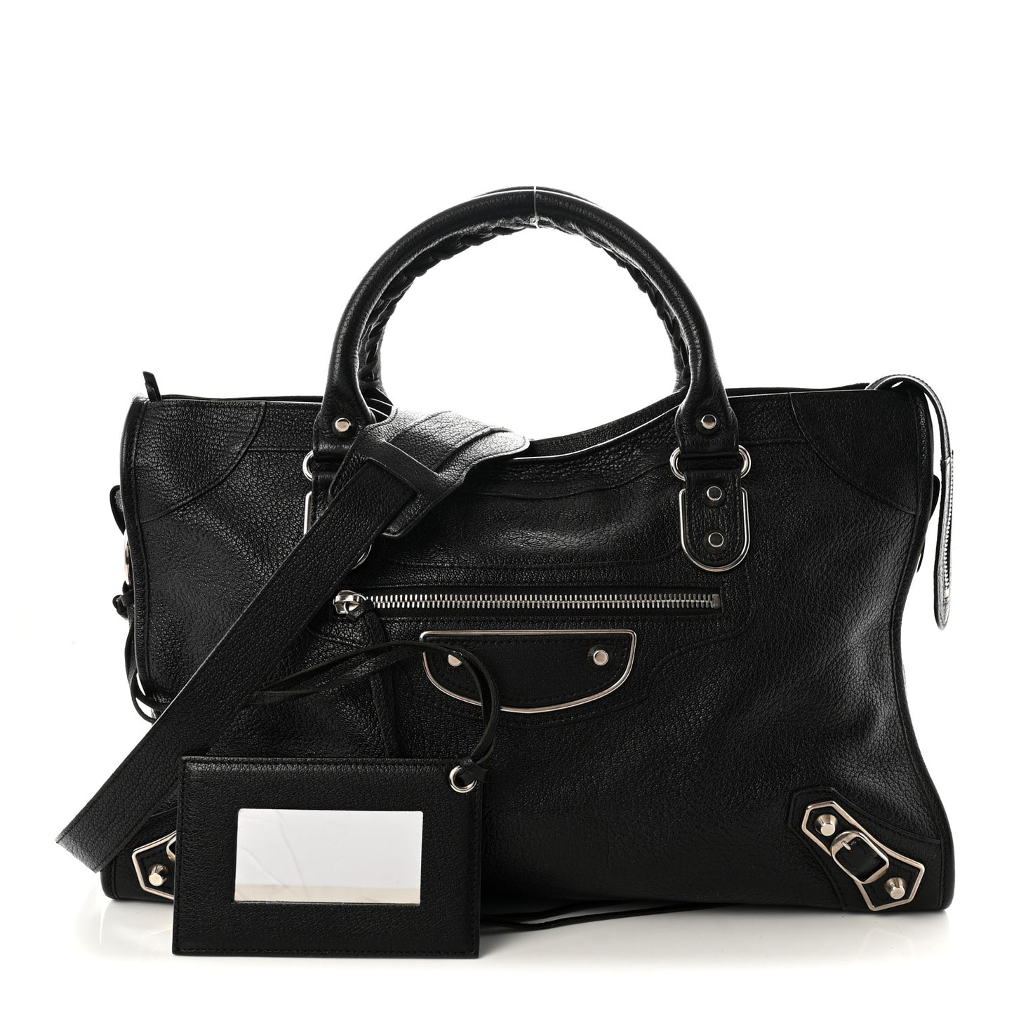 Chevre Silver Metallic Edge Hardware City Black
